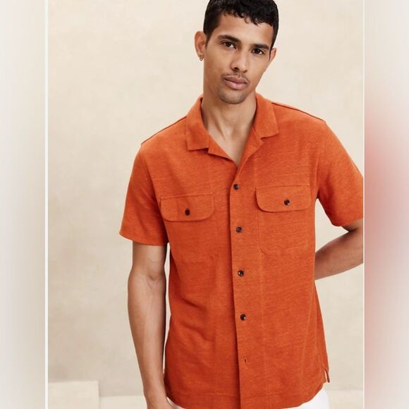 NWT Banana Republic Men's Linen Terry Button Down Shirt - Picture 1 of 9